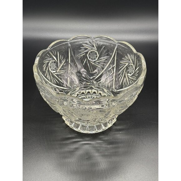 Vtg Crystal Clear Industries Pinwheel Star Hand Cut Lead Crystal Serving Bowl 7. - Picture 4 of 10